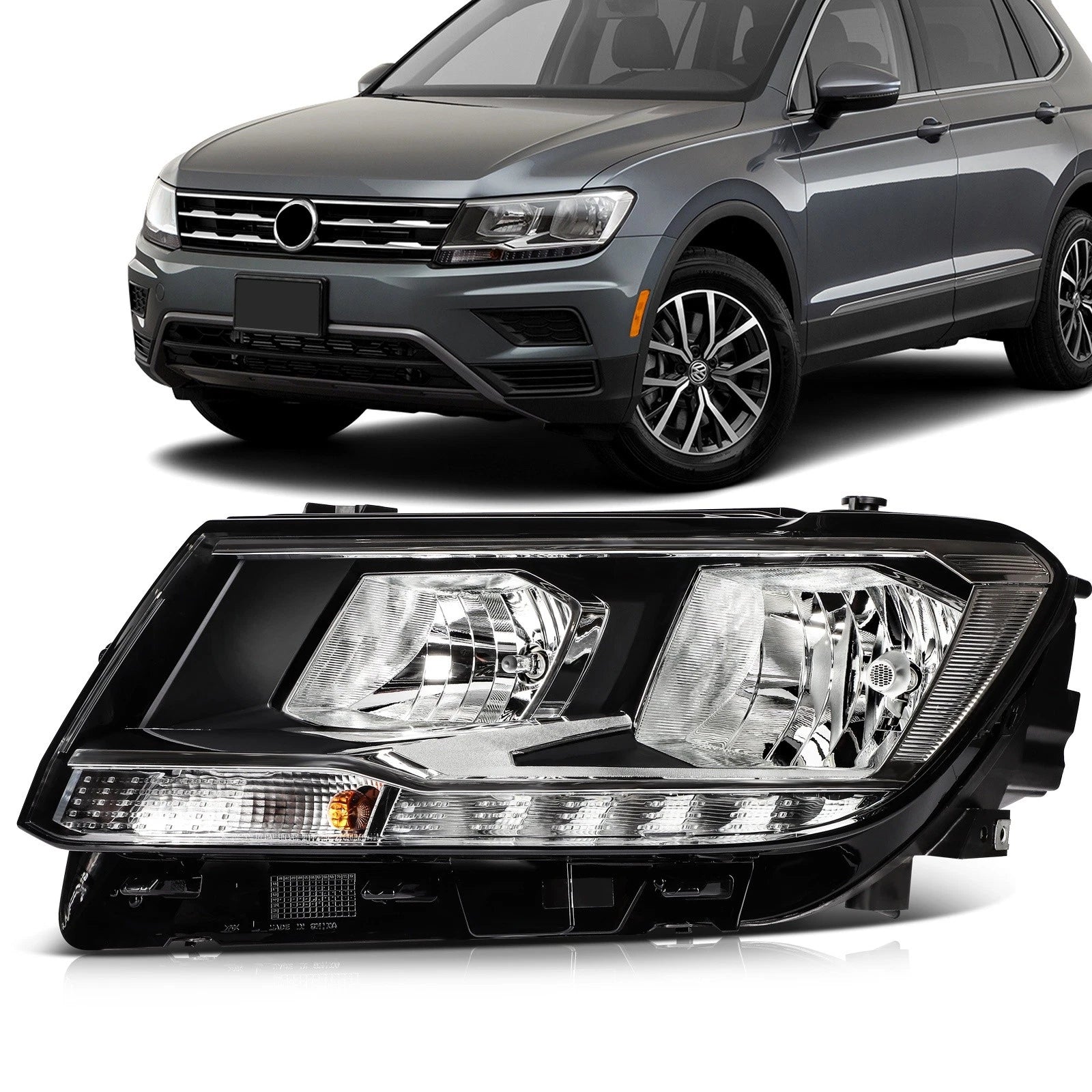 Left Driver Side Headlight Assembly for Volkswagen Tiguan (2018–2021) w/ LED DRL