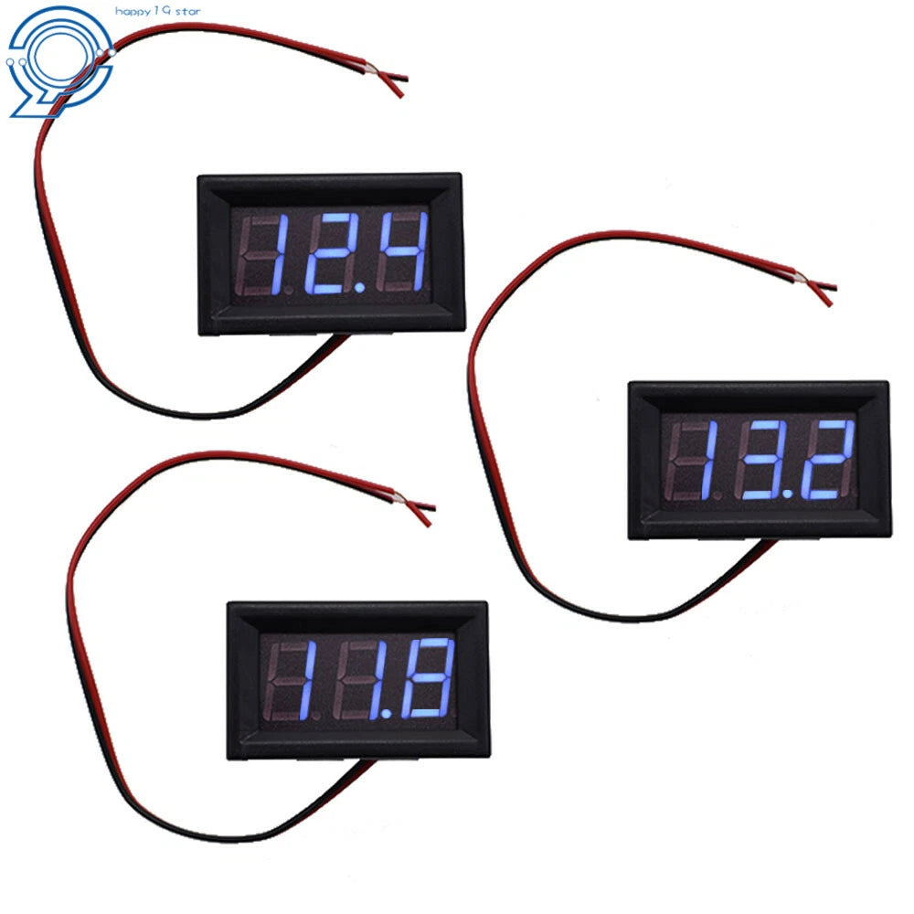 3X Blue LED Voltage Meter for Motorcycle (DC 4.5-30V)