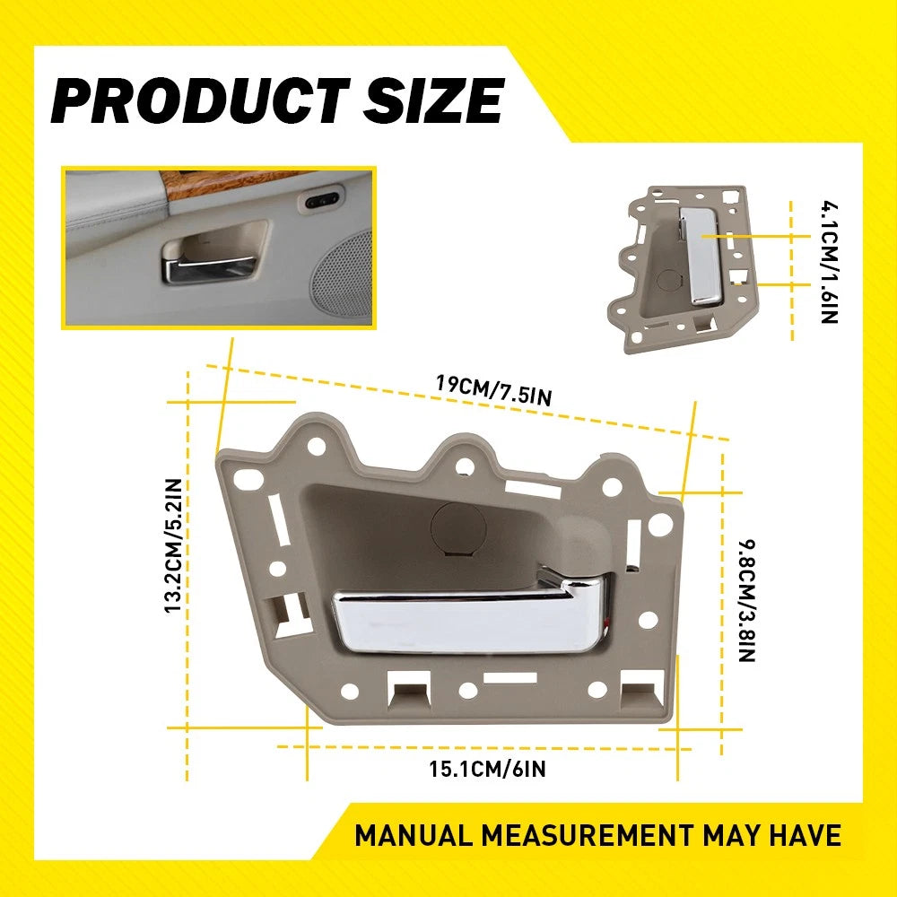 Set of 2 Inside Door Handles for Jeep Grand Cherokee (2005–2011) Beige Chrome