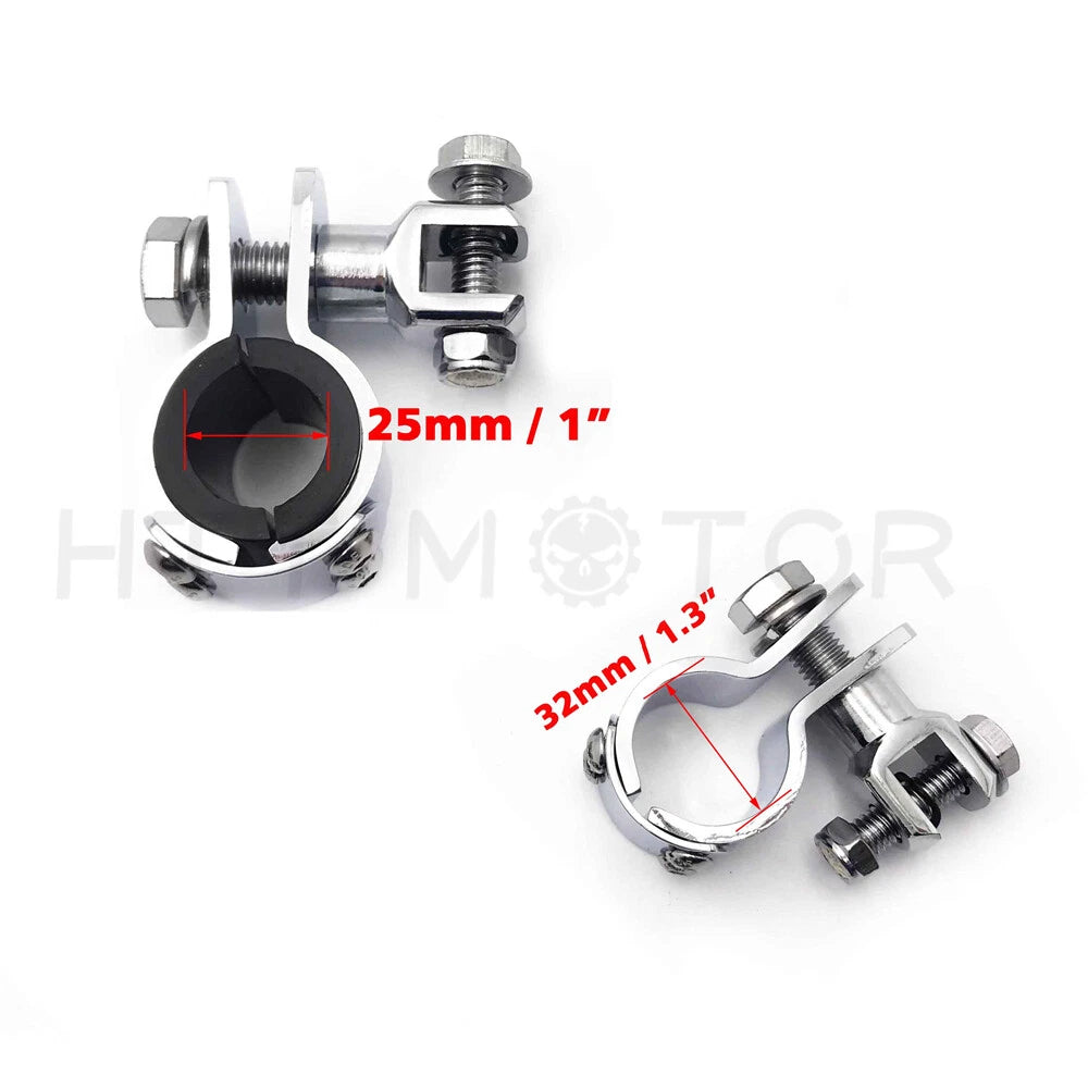 Chrome Foot Peg Mounts for Harley (1" - 1 1/4" Engine Guard)