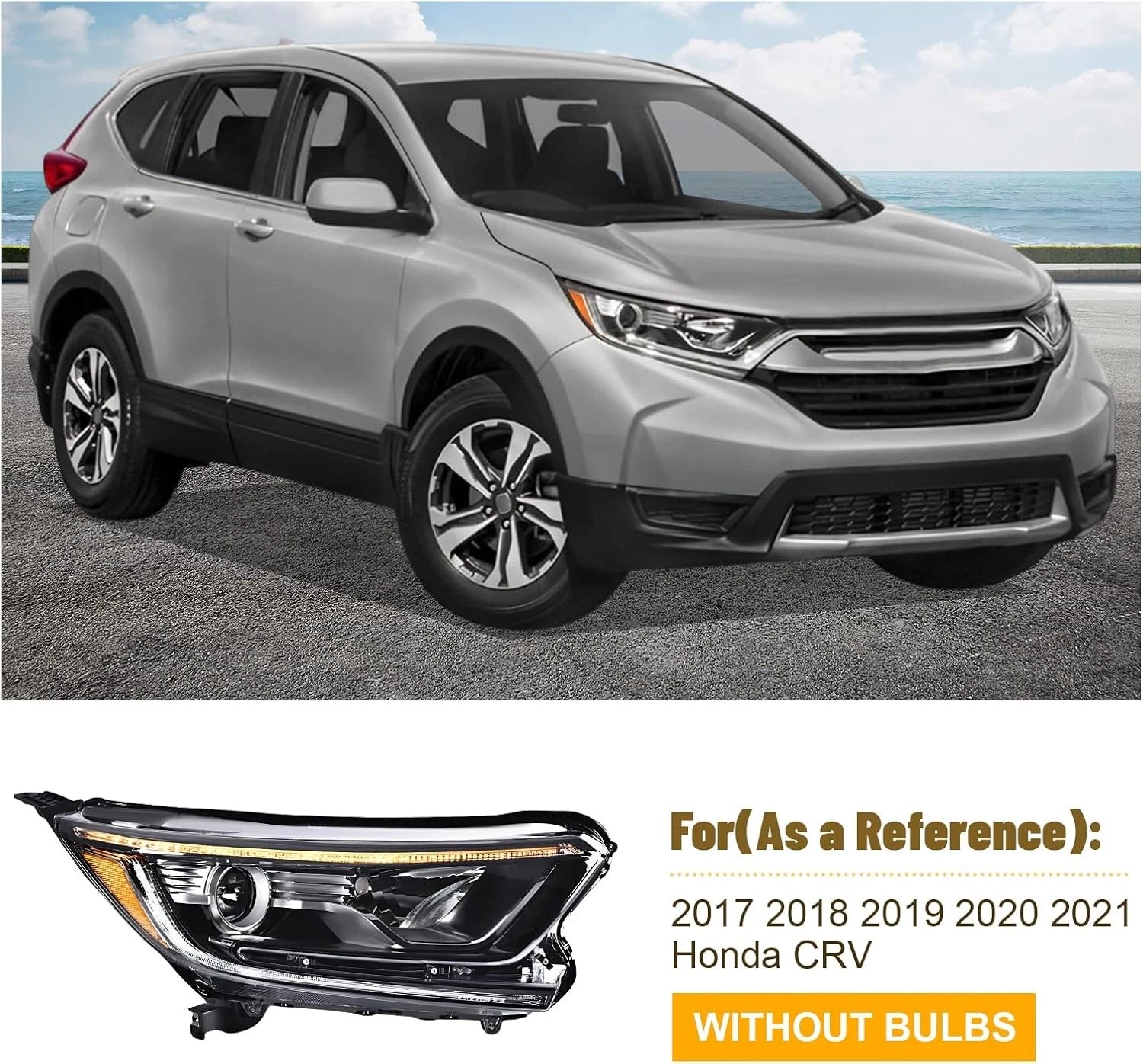 Passenger Side Halogen Headlight for Honda CR-V (2017–2022) w/LED DRL
