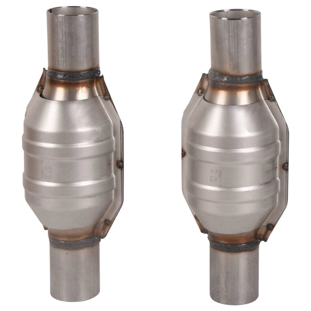2X 2.25" Inlet/Outlet Catalytic Converter with O2 Port Stainless Steel