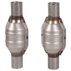 2X 2.25" Inlet/Outlet Catalytic Converter with O2 Port Stainless Steel