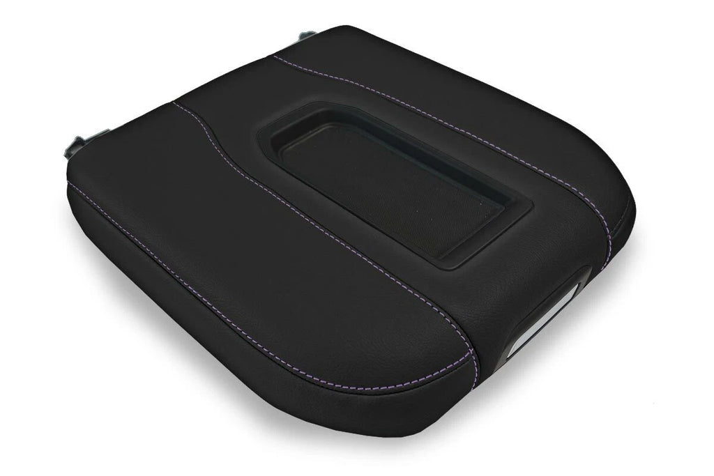 Leather Console Lid Bucket Cover for Chevrolet Silverado (2019–2020) Purple Stitch