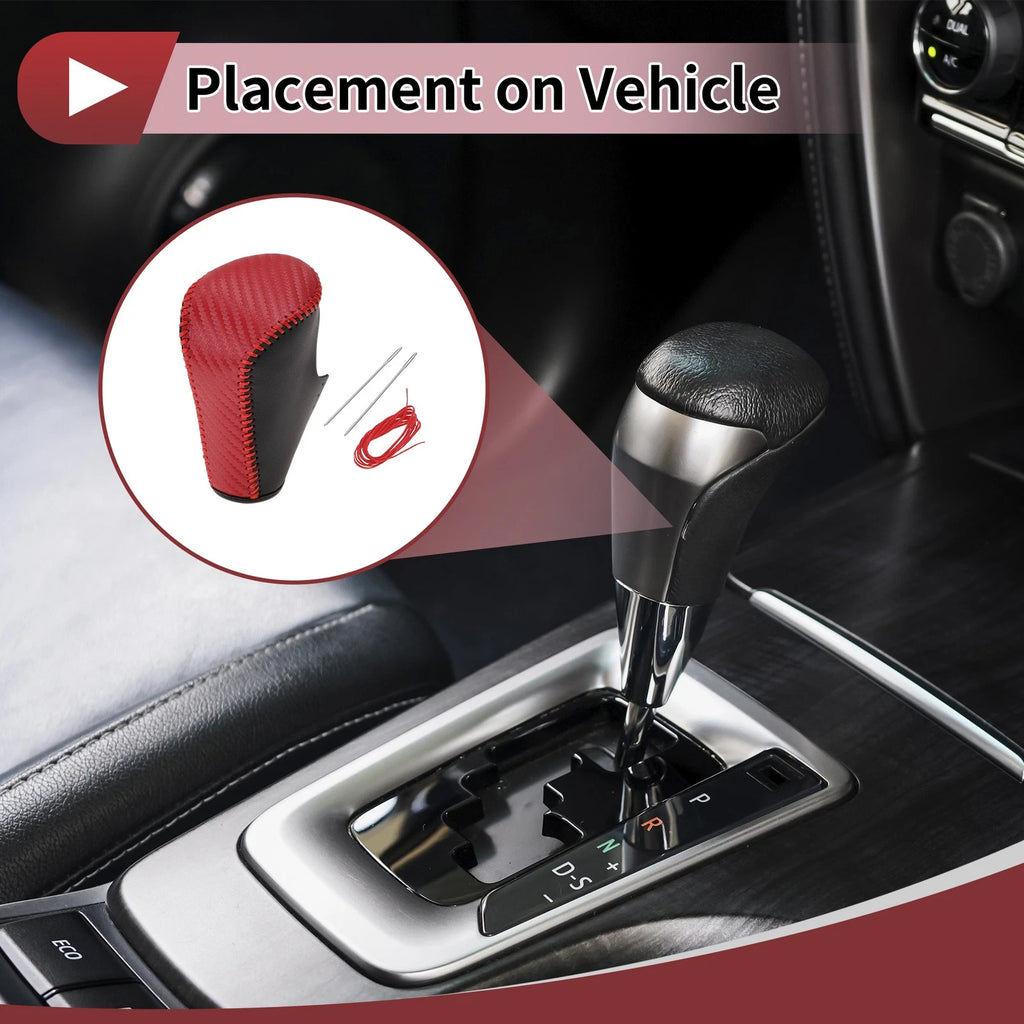 Gear Shift Knob Cover for Honda Accord 8 (2008–2012) Black Red Leather