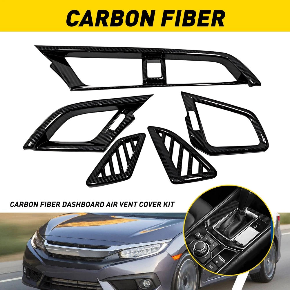 Carbon Fiber Dashboard Air Vent Outlet Cover for Honda Civic (2016–2020)