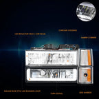 LED DRL Headlights Chrome/Amber for GMC C/K Pickup Suburban Yukon (1994–2000)