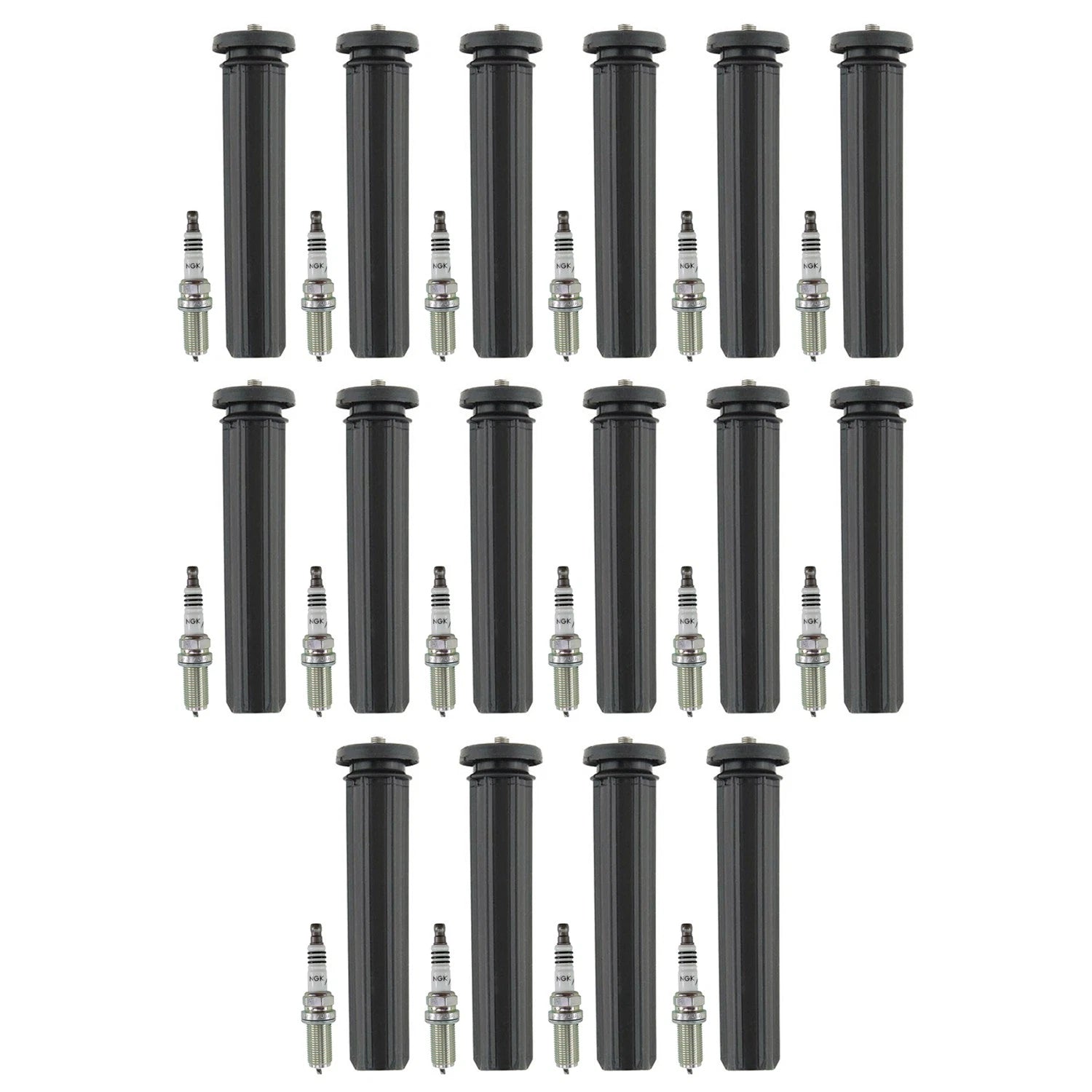 Set of 16 NGK Iridium IX Spark Plugs & Denso Coil Boots for Challenger Charger V8 (2011–2023)