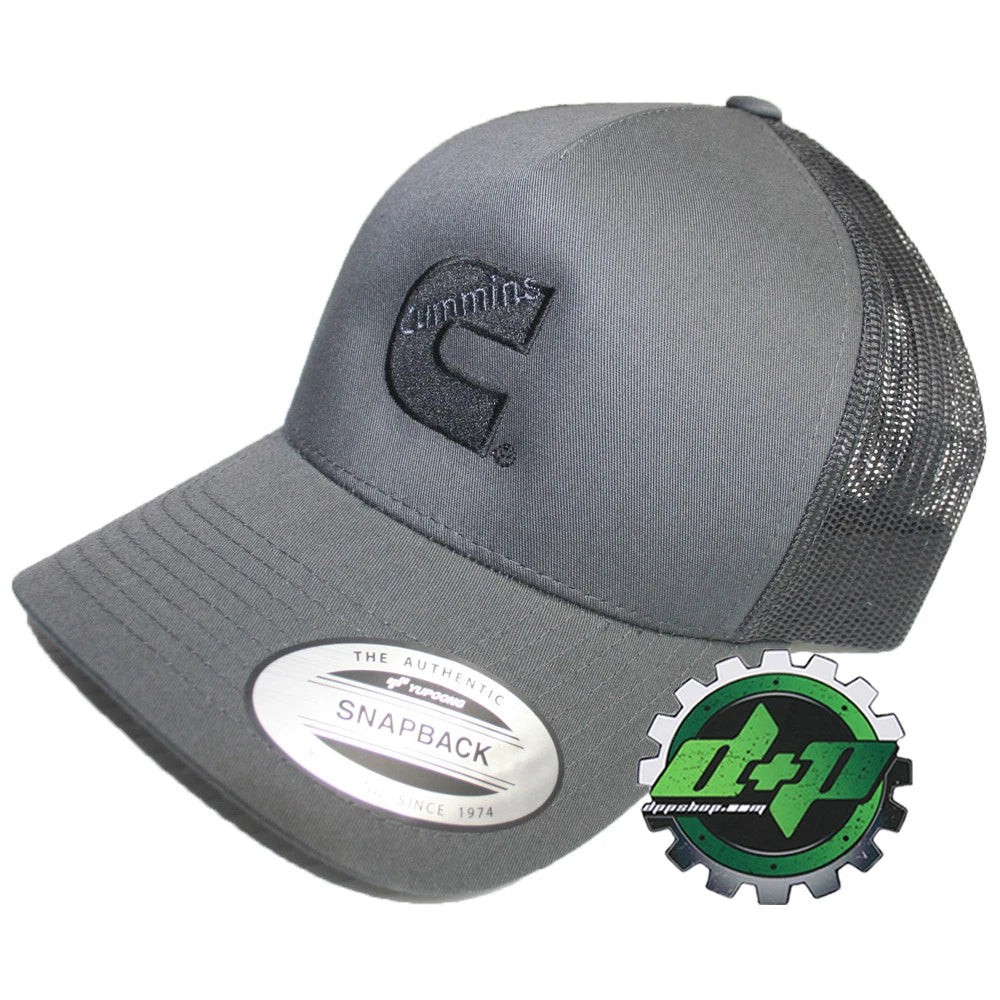 Cummins Trucker Hat Snapback Gray Black Mesh Cap with Centered Logo