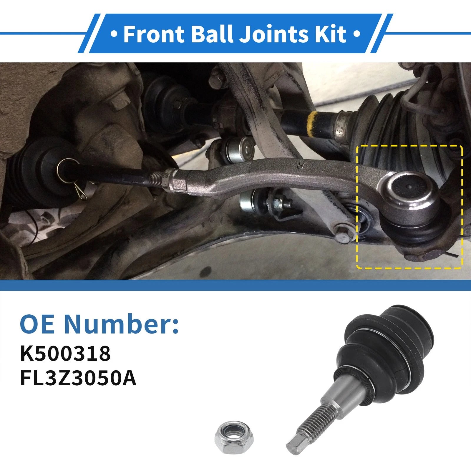 2X Front Lower Ball Joints for Ford F-150 (2015–2020) K500318/FL3Z3050A