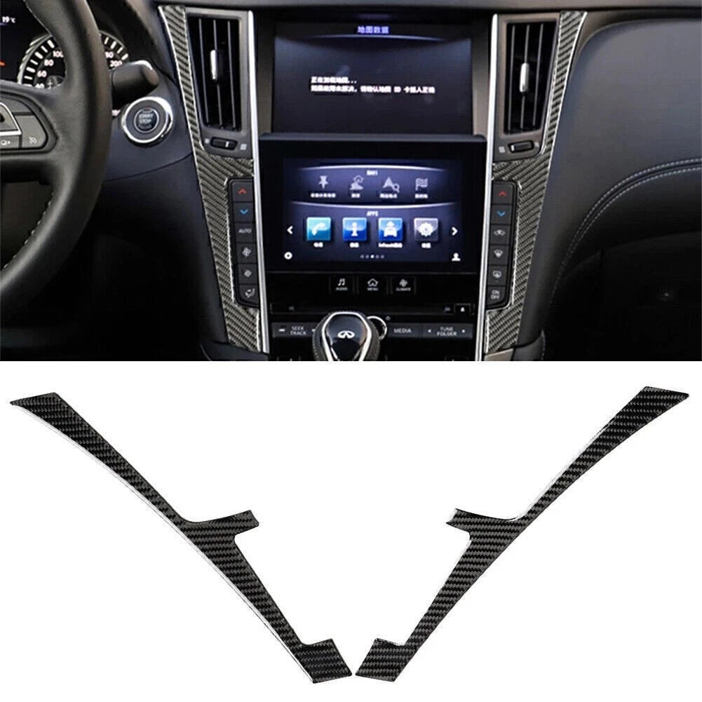 2X Console Panel Cover Trim Carbon Fiber for Infiniti Q50 Q60 (2013–2019)