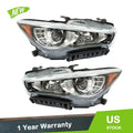 Set of 2 Chrome LED Headlights for Infiniti Q50 (2014–2017)