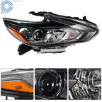 Headlight for Nissan Altima (2016–2018) Black Halogen RH/Passenger Side