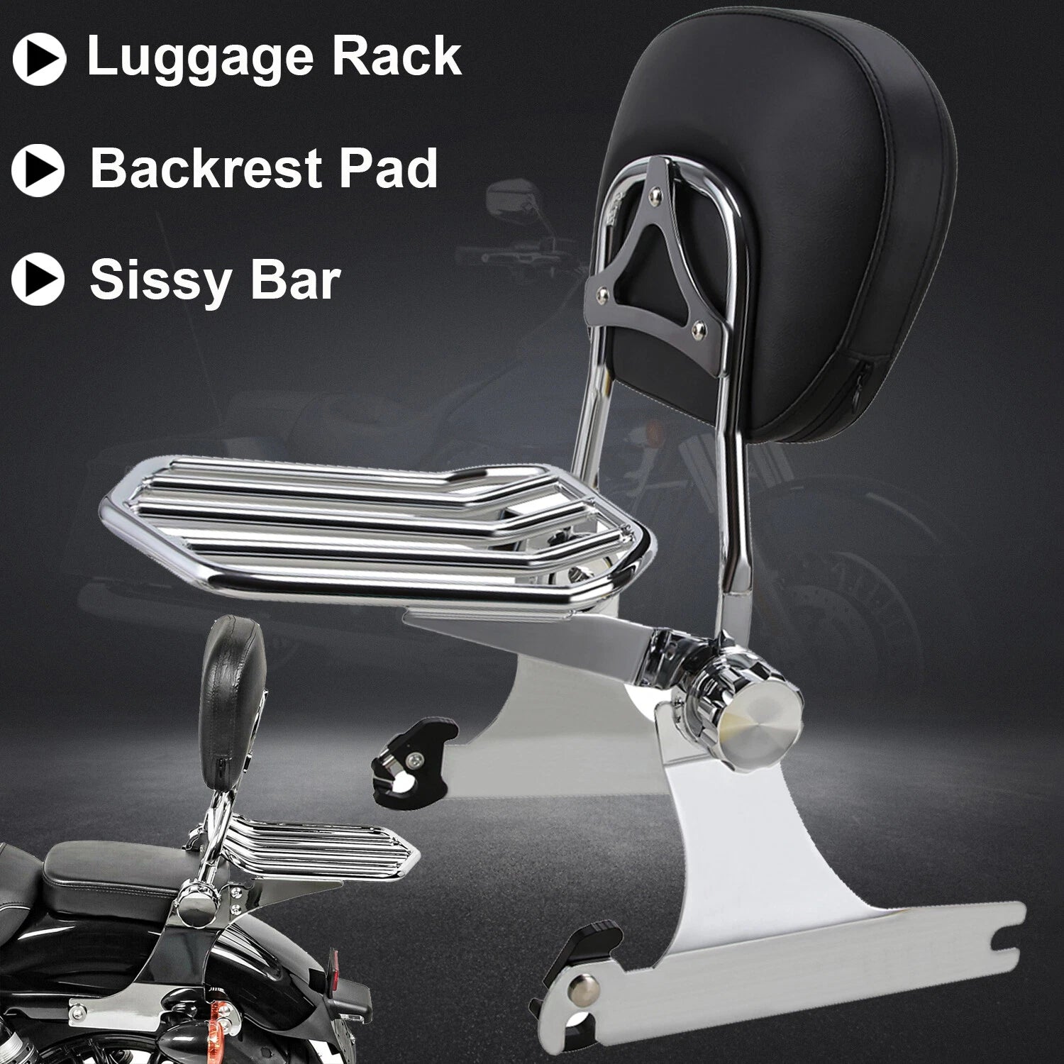 Sissy Bar Backrest + Luggage Rack for Harley Dyna Low Rider FXDL FXDX (2002–2005)