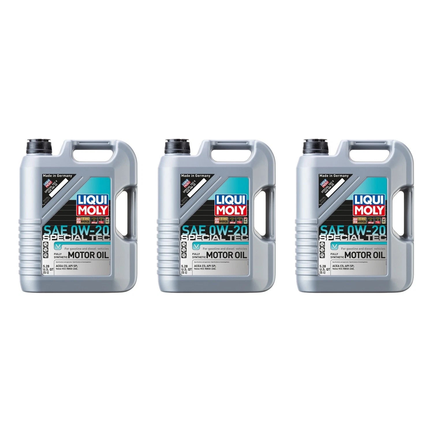 Set of 3 Liqui Moly Special Tec V 0W-20 Engine Motor Oil (15L)