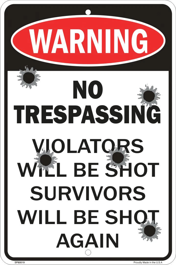 Warning No Trespass Sign for Man Cave (Plastic)