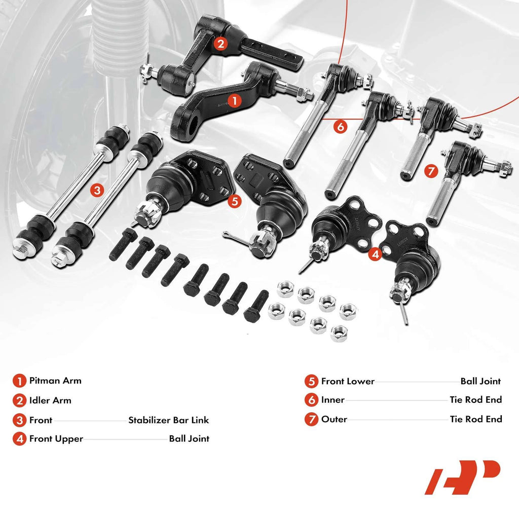 Set of 12 Pitman Idler Arm Sway Bar Link Tie Rod for Dodge Ram 2500 3500 (RWD)