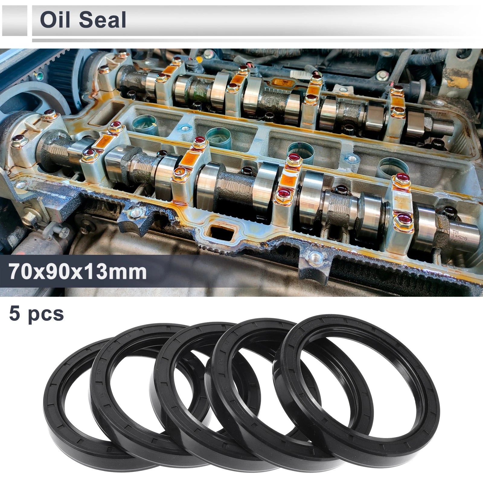Set of 5 Oil Seal Rotary Shaft Seal Nitrile Rubber 70x90x13mm