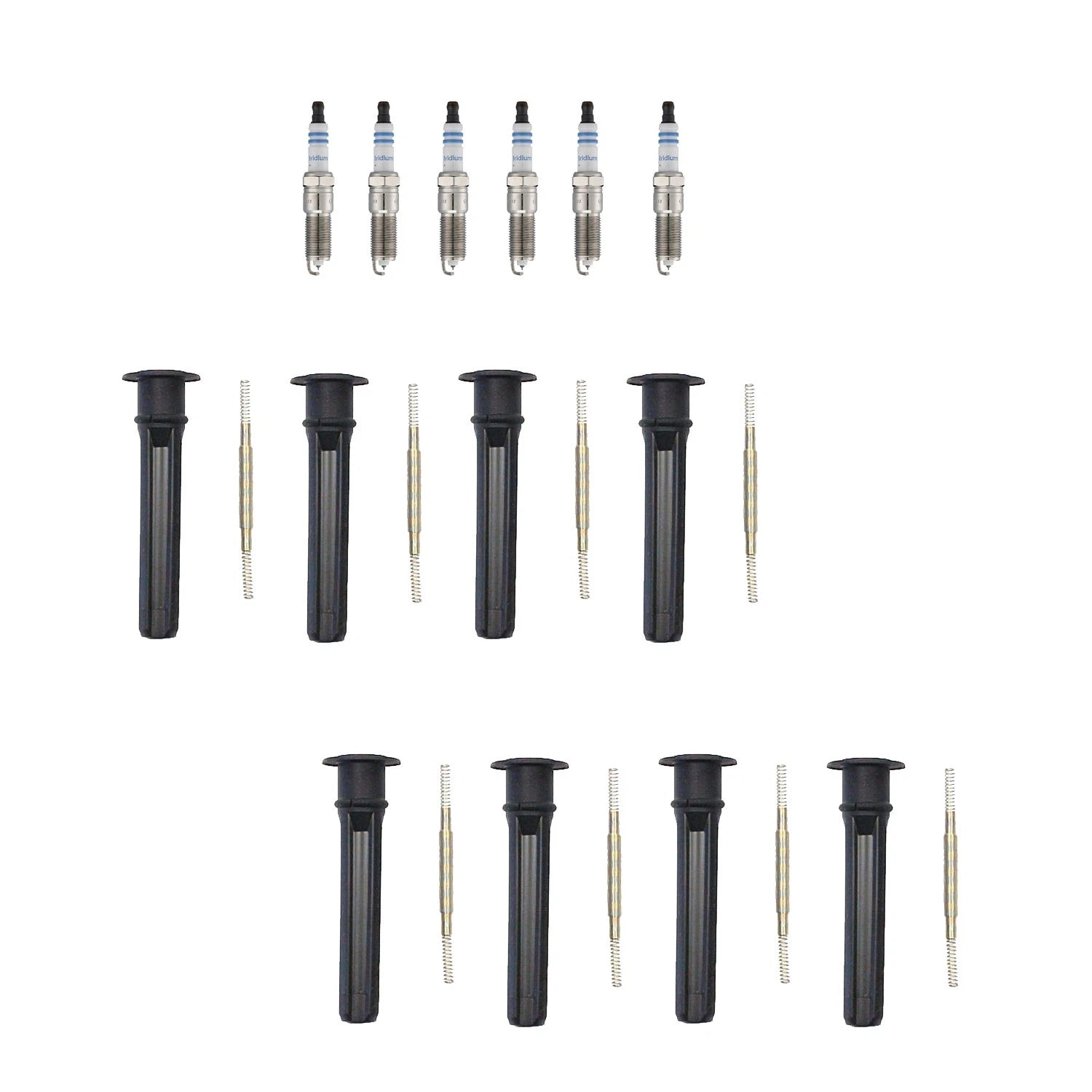 Set of 6 Double Iridium Spark Plugs & Ignition Coil Boot Kit for Stratus V6 (1995–2006)
