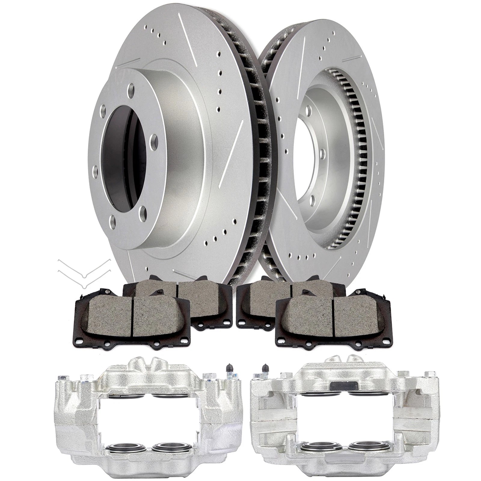 Set of 8 Brake Calipers, Rotors & Pads for Toyota Tacoma (2005–2021)
