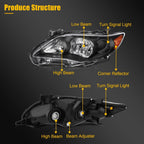 Headlight Assembly for Toyota Corolla (2011–2013) Left & Right Pair
