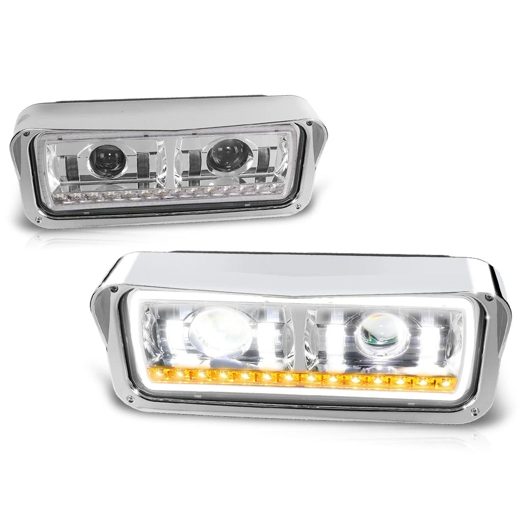 Full LED Projector Headlights Chrome for Kenworth W900/Western Star 4800 (1981–2019)