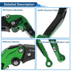 Adjustable Brake Clutch Levers for Honda CBR600RR (2007–2016) Green Black