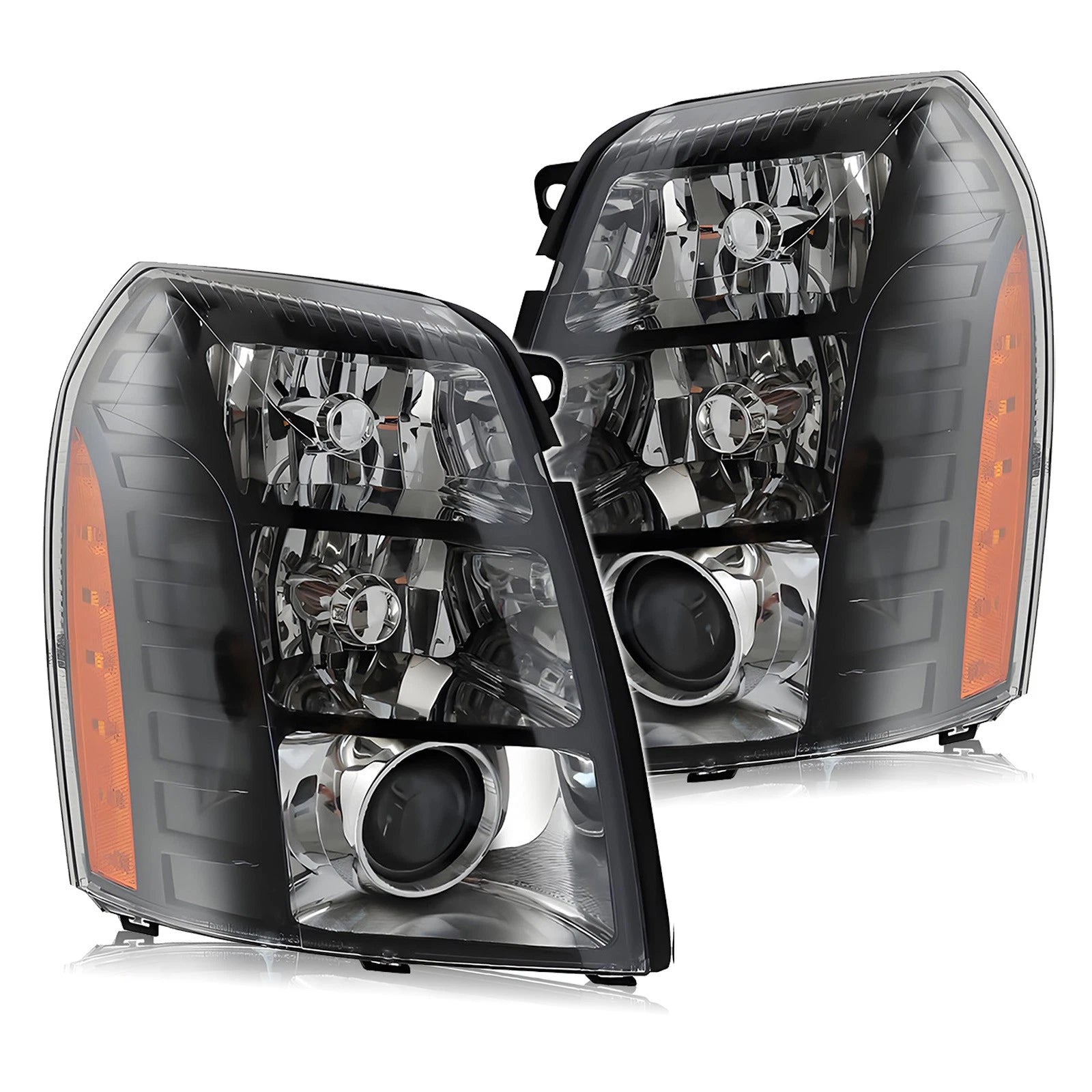 HID/Xenon Headlight Set for Cadillac Escalade (2007–2014) Black w/o Bulb
