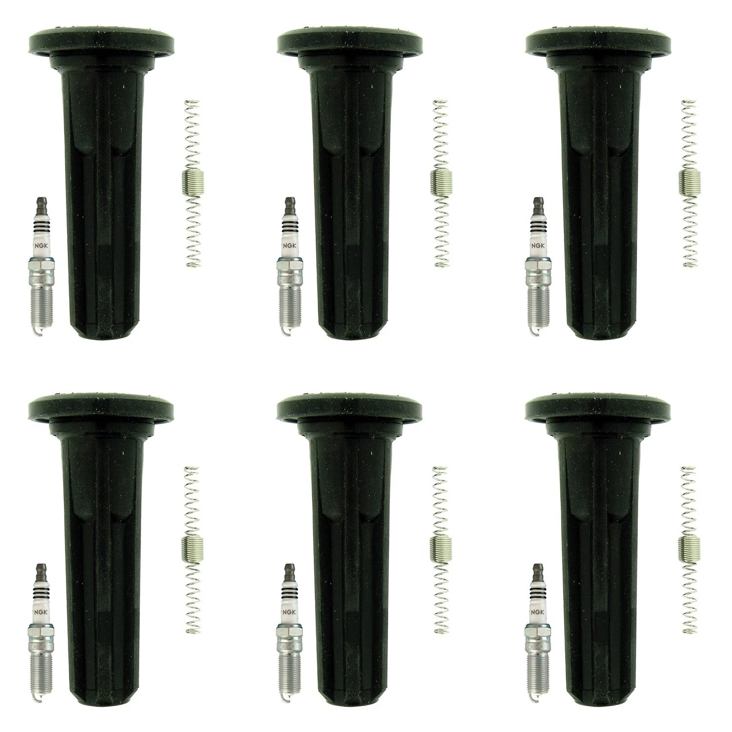 Set of 6 NGK Iridium IX Spark Plugs & Coil Boots for 9-7x Ascender Envoy XL (2005–2009)