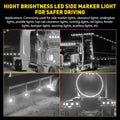 4X Clear White Flash LED Side Marker Lights for Universal Trucks