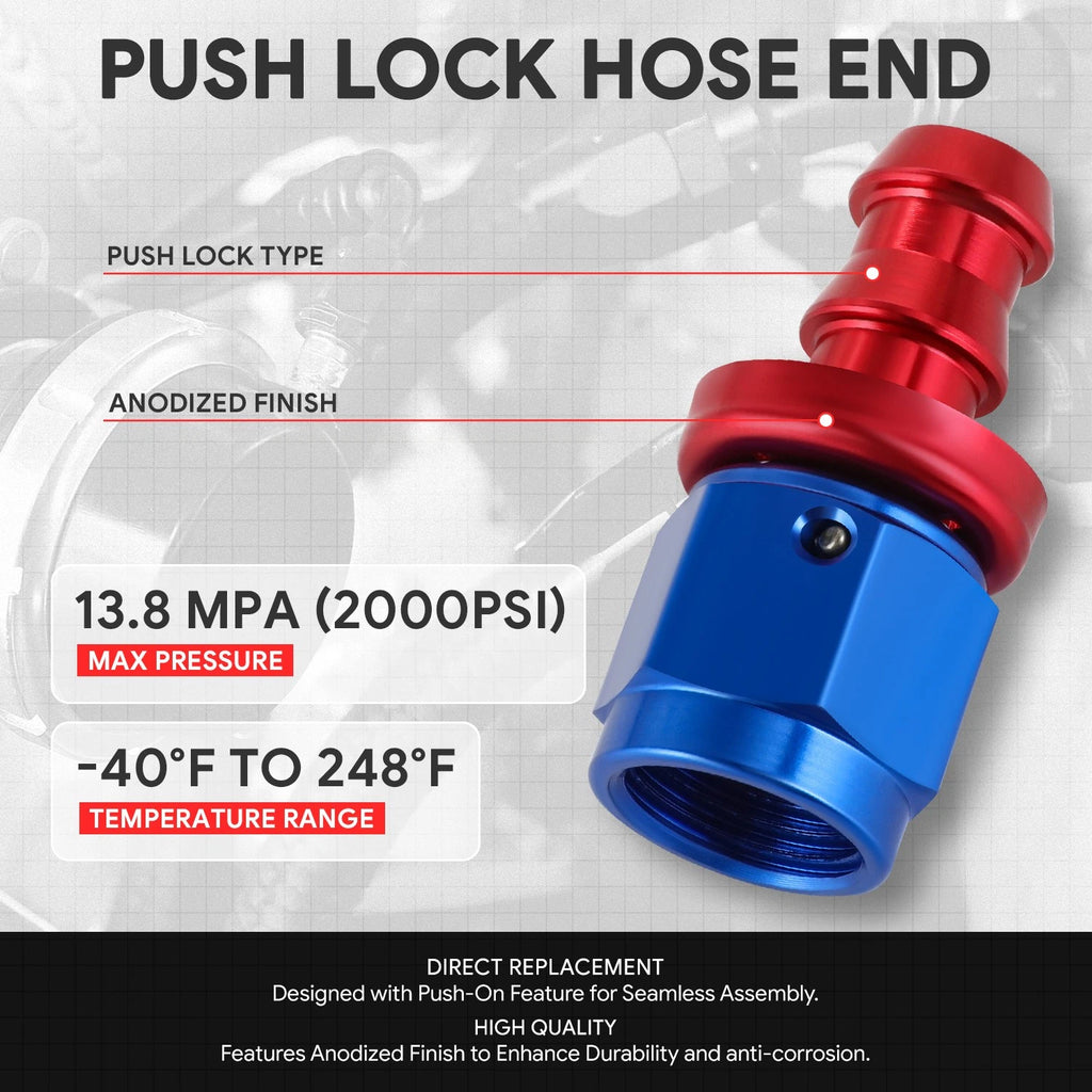 AN6 Straight Swivel Oil/Fuel Line Hose End Push-On Male Fitting