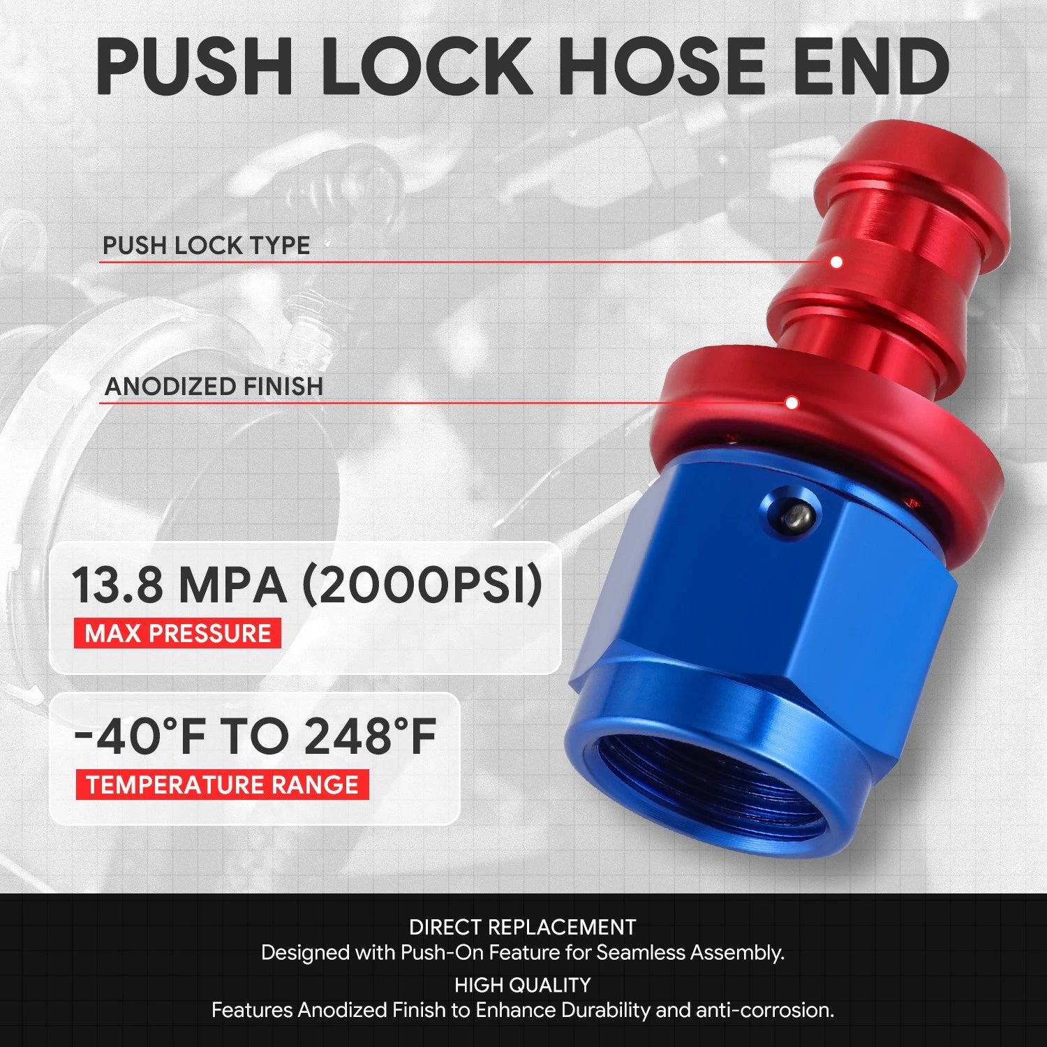 AN6 Straight Swivel Oil/Fuel Line Hose End Push-On Male Fitting