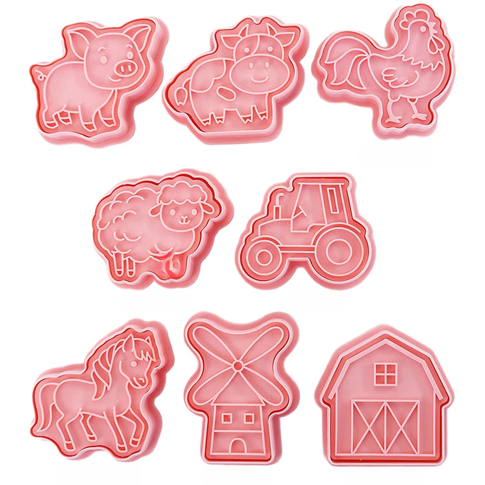 8 Piece Cookie Cutter Set - Farm Animal Shapes for Baking