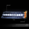 Chrome Housing LED DRL Bumper Light + Signal for Chevy Silverado/Avalanche (2003–2007)