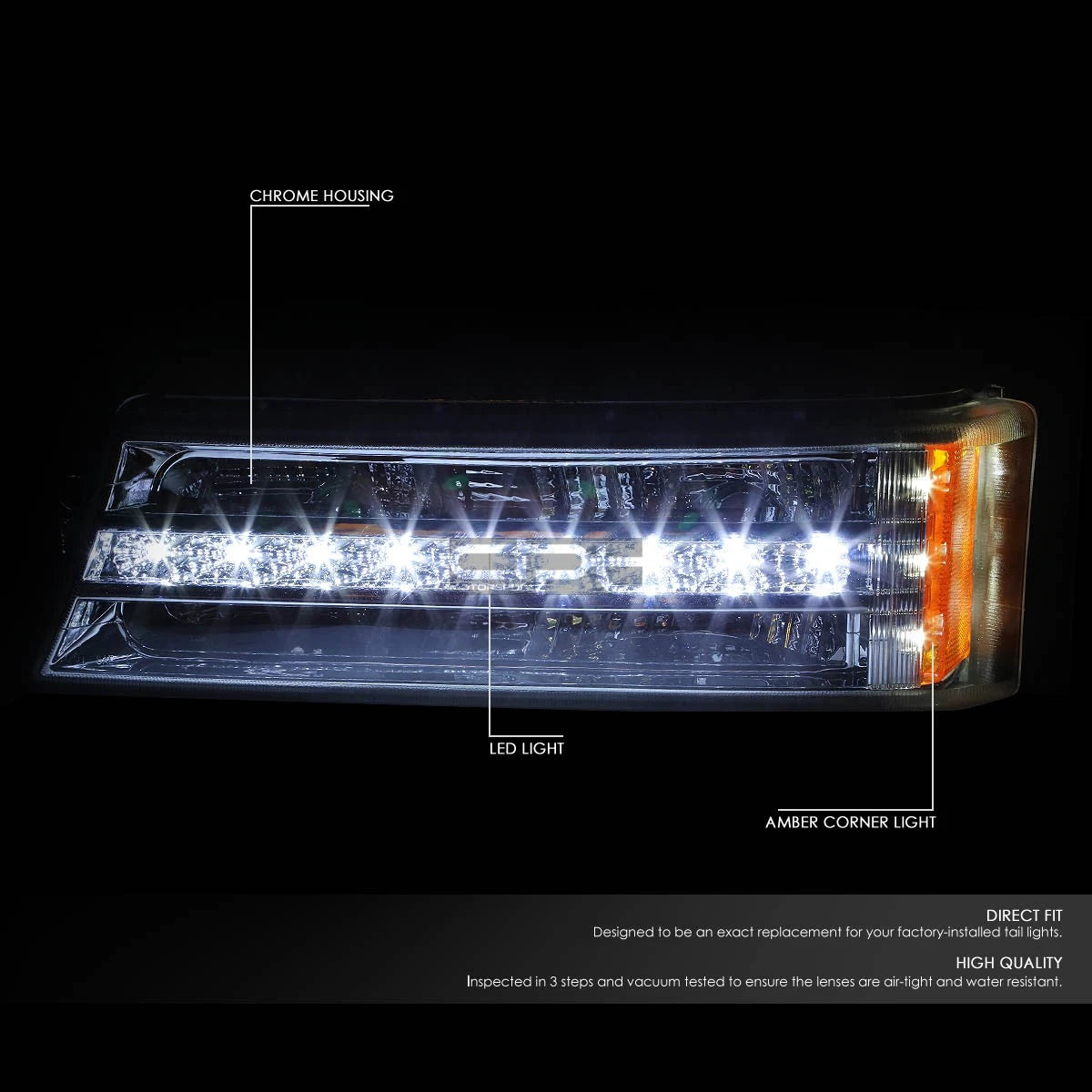 Chrome Housing LED DRL Bumper Light + Signal for Chevy Silverado/Avalanche (2003–2007)