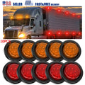 10pcs 2" DOT Amber Red Round LED Marker Lights for Truck RV (9 LED)