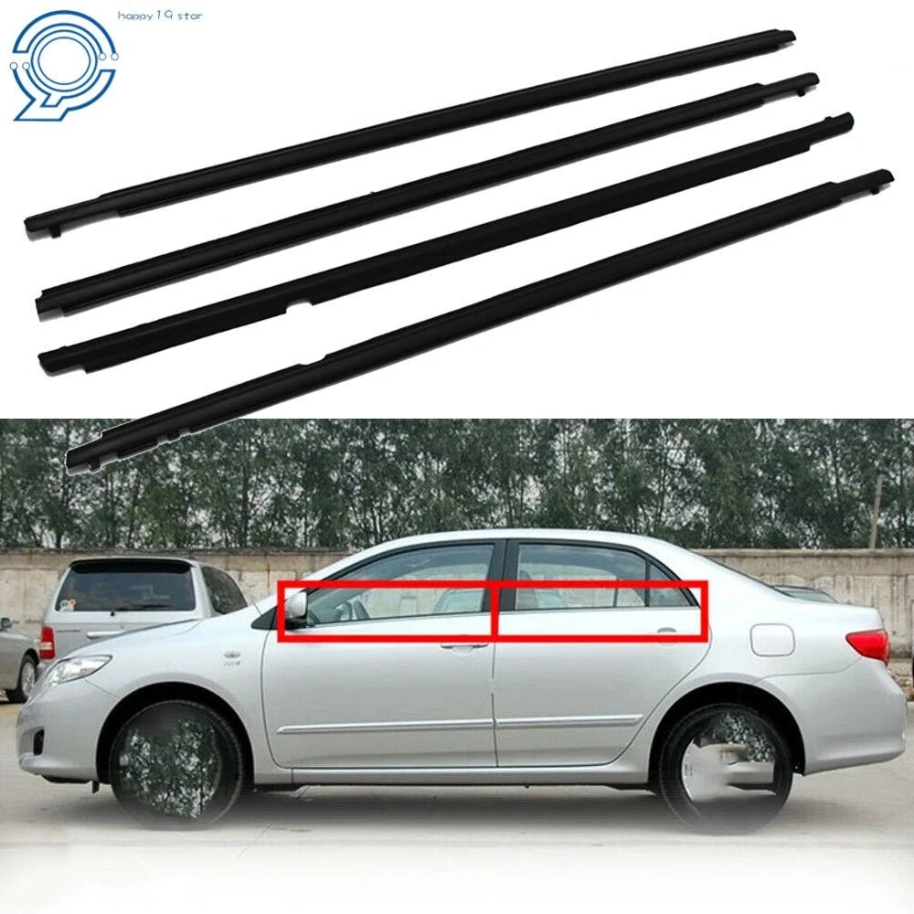 Set of 4 Door Weatherstrip Window Moulding Trim for Toyota Corolla (2011)