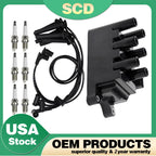 FD498 Ignition Coil & Spark Plug Wire & Spark Plug for Ford F-150, Mustang