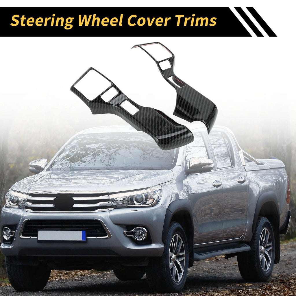 2 Pcs Steering Wheel Cover Trims for Toyota Tacoma (2016–2023) - Carbon Fiber Pattern