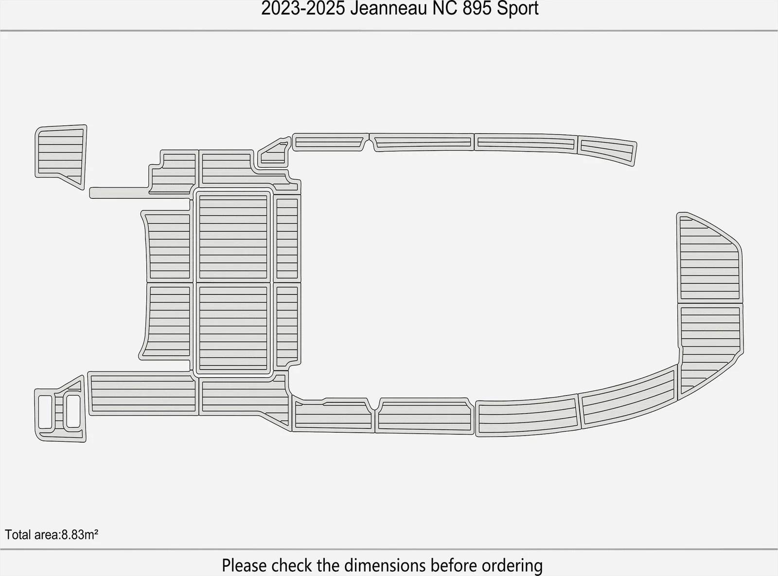 EVA Pads for Jeanneau NC 895 Sport (2024) - Teak Flooring Mat