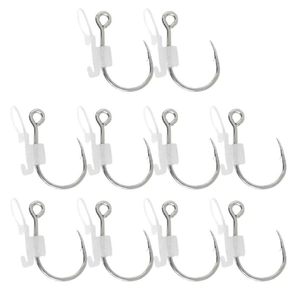 Set of 10 Luminous Glow Fishing Hooks for Live Shrimp Usage