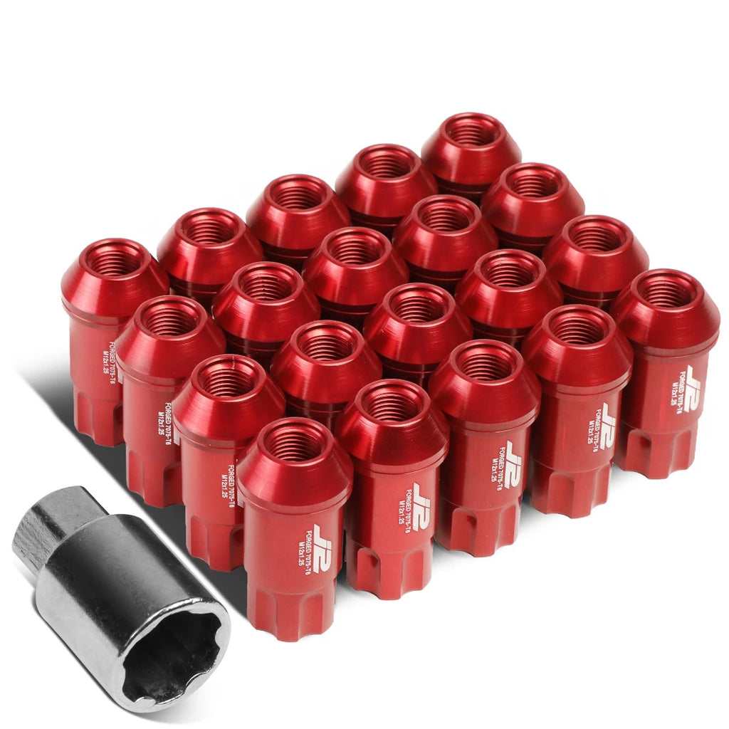 20 Pcs J2 7075 Forged Aluminum M12x1.25 Spline Drive Lug Nut Set Red for