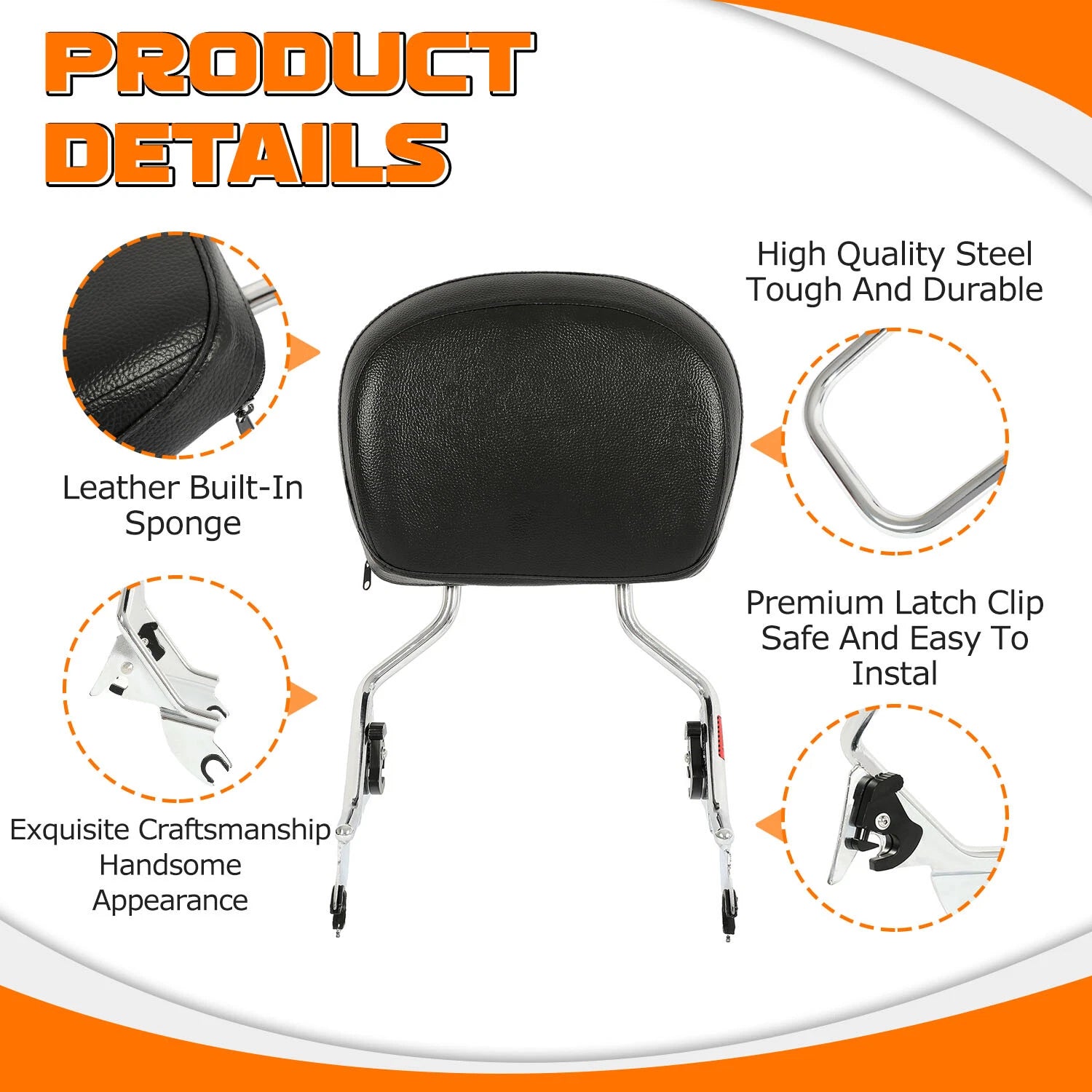 Detachable Back Rest Sissy Bar for Harley Touring Road Glide (2009–2026)