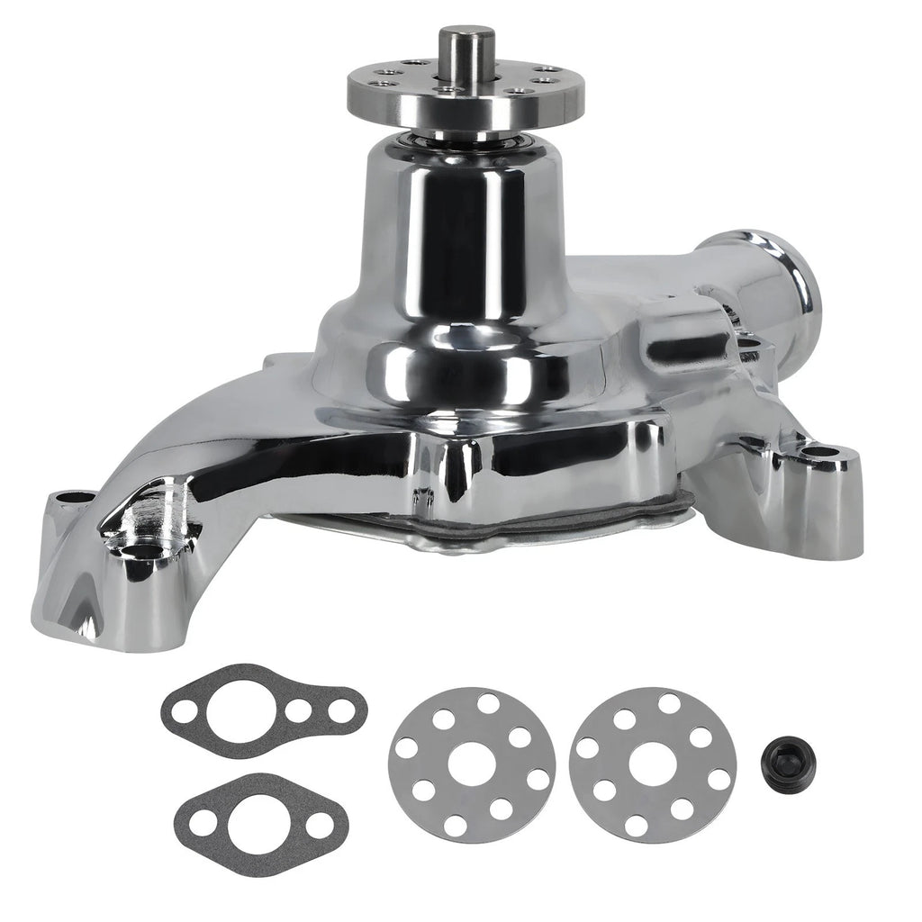 Chrome High Volume Short Water Pump for Small Block Chevy SBC (283–400)