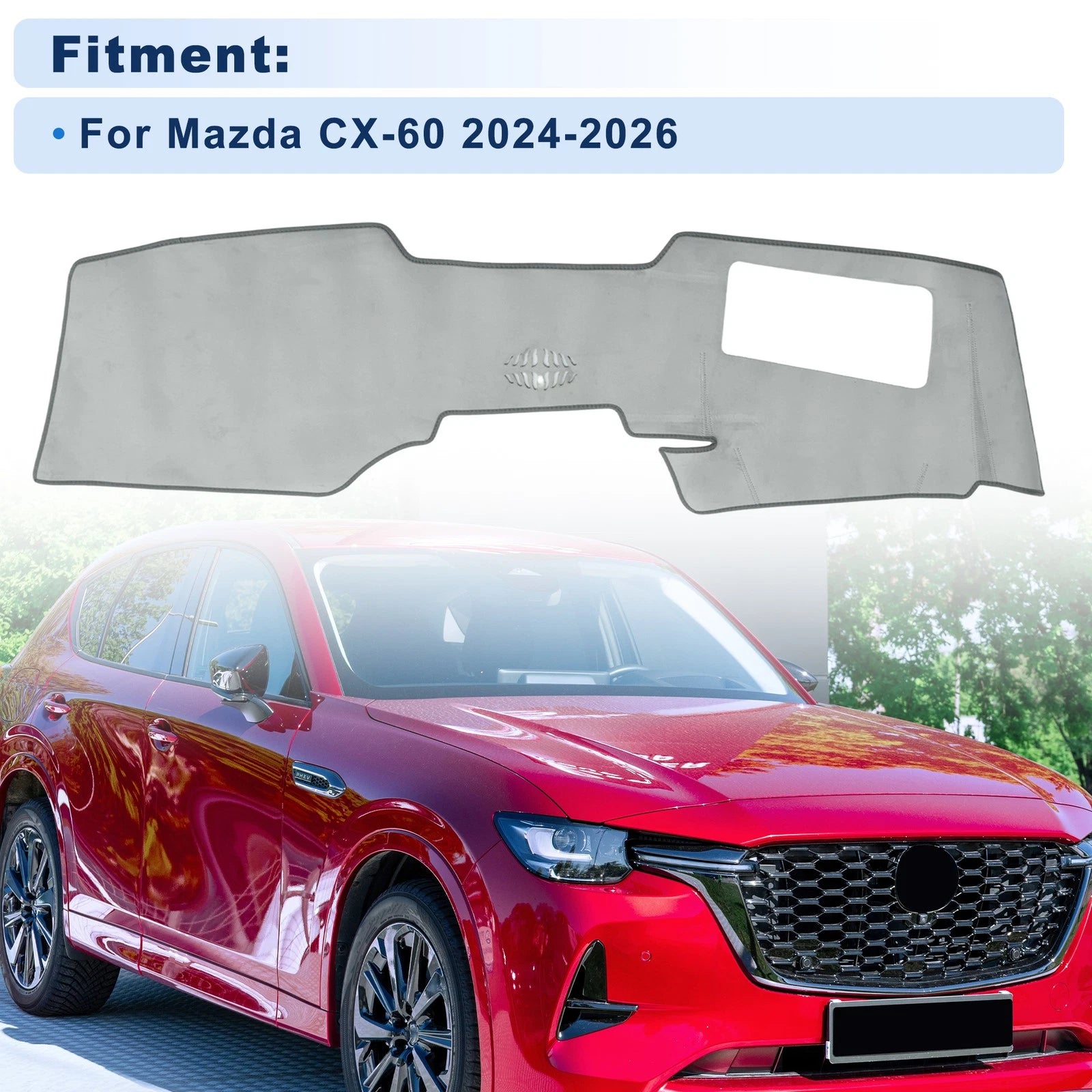 Dash Cover for Mazda CX-60 (2024–2026) HUD Flannel Gray
