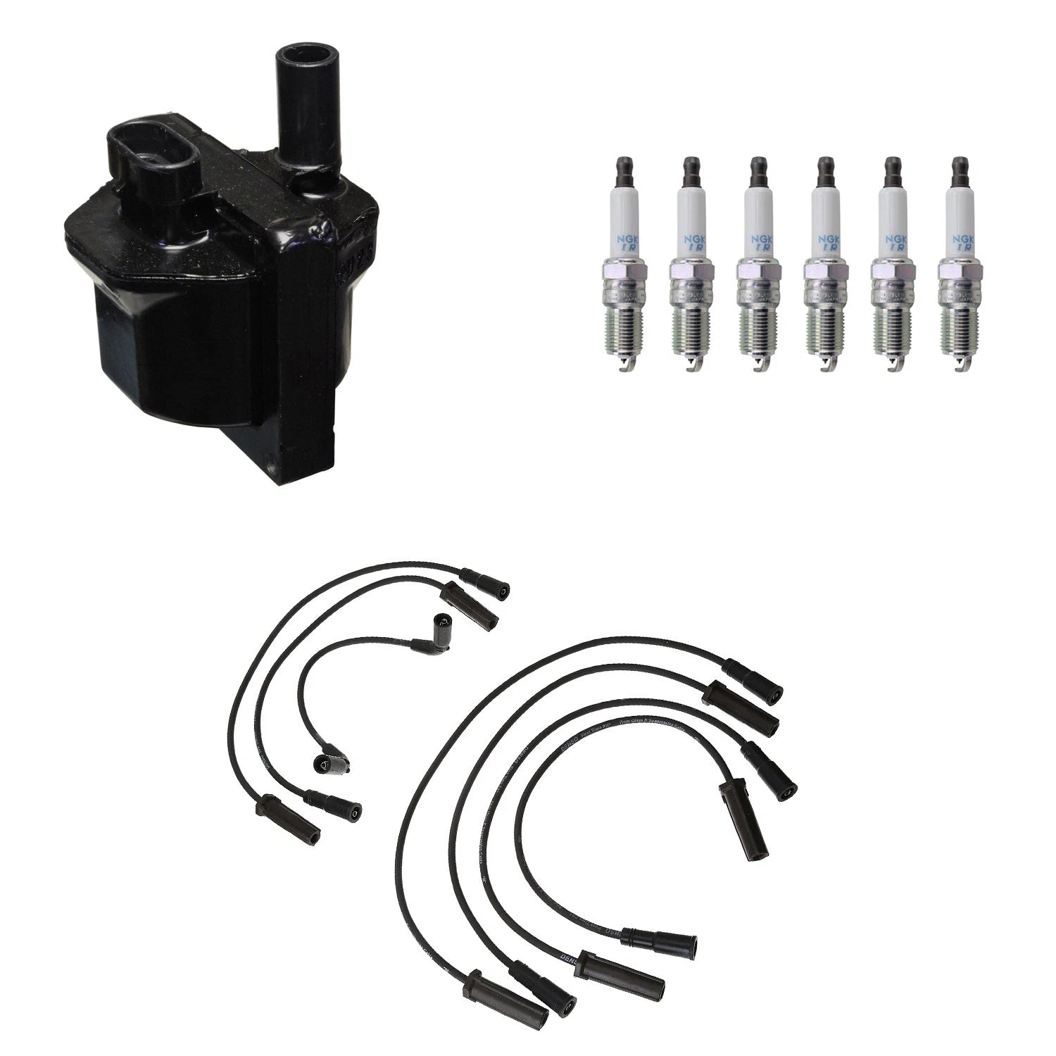 Set of 6 Denso Ignition Coil Wires & NGK Iridium Spark Plugs for Sierra 1500 (1999–2006)