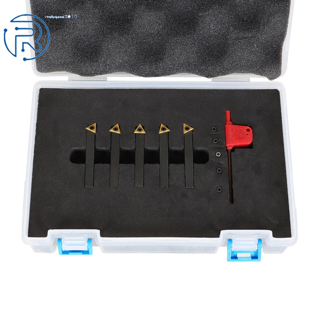 Set of 5 Carbide Indexable Turning Tools for Lathes