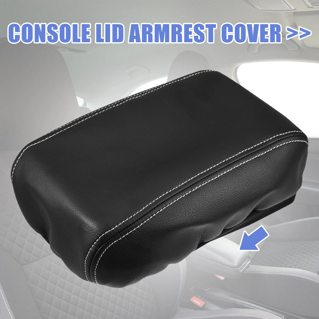 Armrest Box Cover for Subaru Forester (2013–2018) Faux Leather Black White