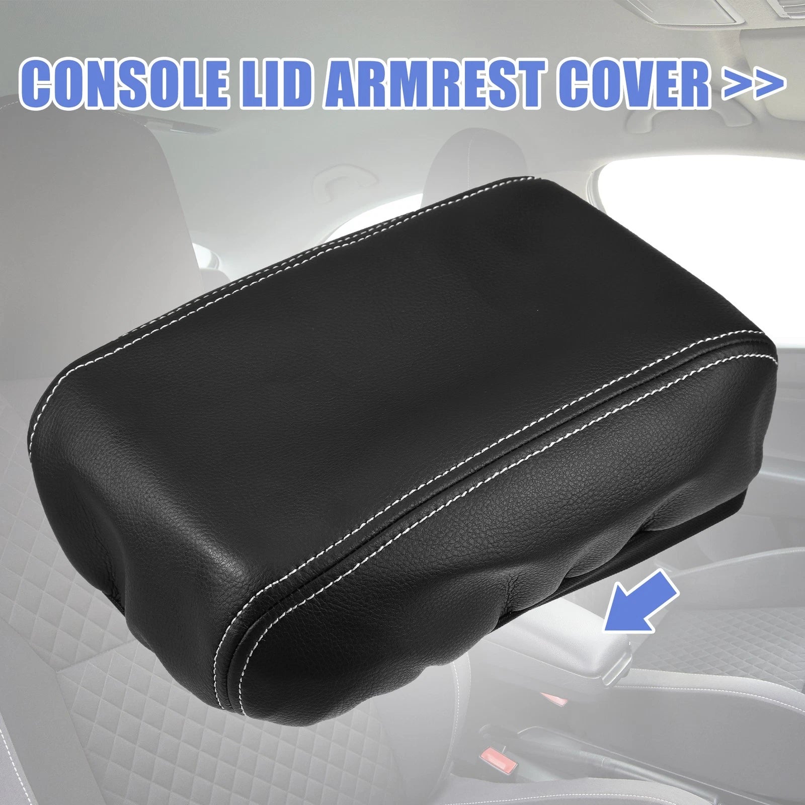 Armrest Box Cover for Subaru Forester (2013–2018) Faux Leather Black White