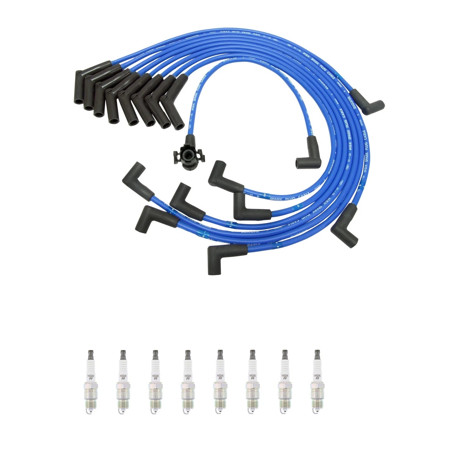 NGK Wire Set & 8 V-Power Spark Plugs for E-250 F-150 F-250 (1997–2003)